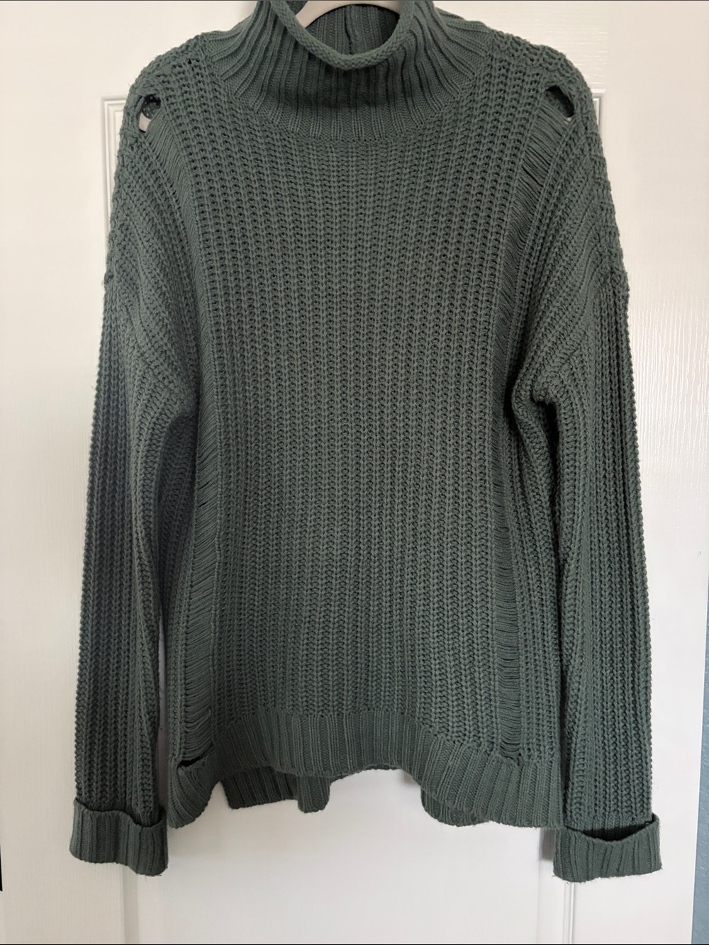 Women’s Cowl Turtleneck Sweater - Olive Green